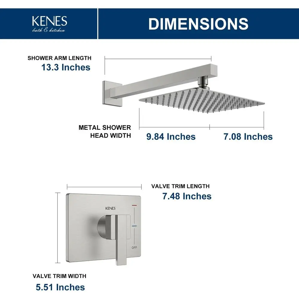 نظام دش مطري مربع 10 مع رأس دش ومقبض من النيكل المصقول، حامل على الحائط، KE-6024B (يشمل الصمام) #6