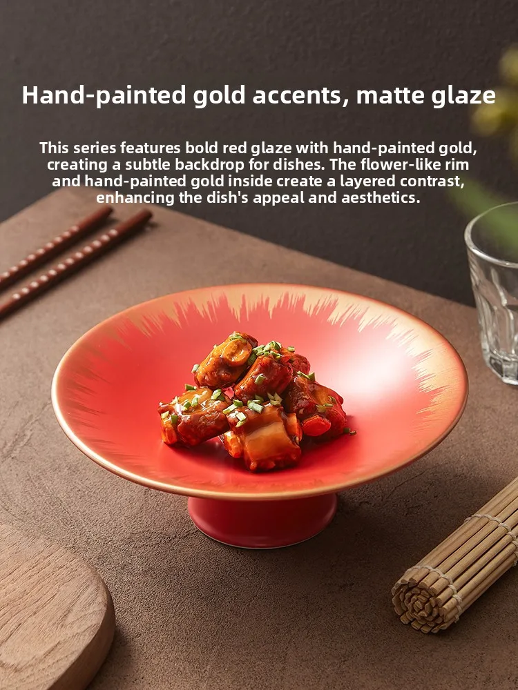 piatto-in-ceramica-decorato-in-oro-per-piatti-freddi-utensile-da-tavola-creativo-a-forma-di-cappello-con-supporto-alto-per-uso-domestico-e-presentazione-piatti