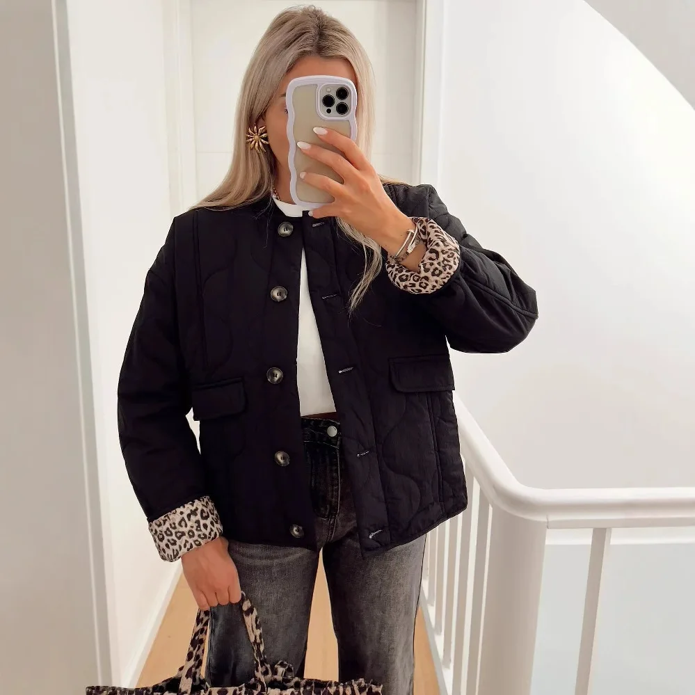 2025 Autumn and Winter Women's Quilted Button Cotton Jacket Fashionable and Comfortable Retro Casual Coat Jacket