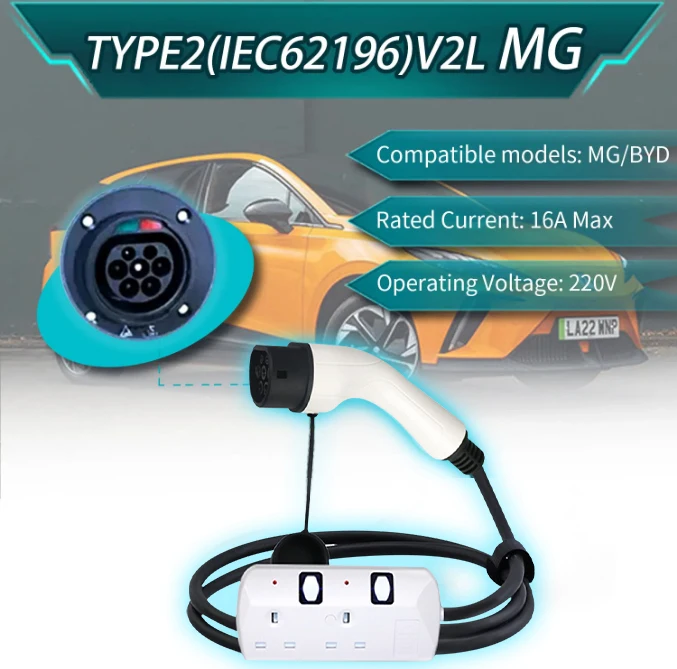 SKYGLE-Adaptador de Cable EV de descarga tipo 2, enchufe de descarga Ev de 3M y 5M para coches eléctricos tipo 2, 110V y 220V, accesorios para