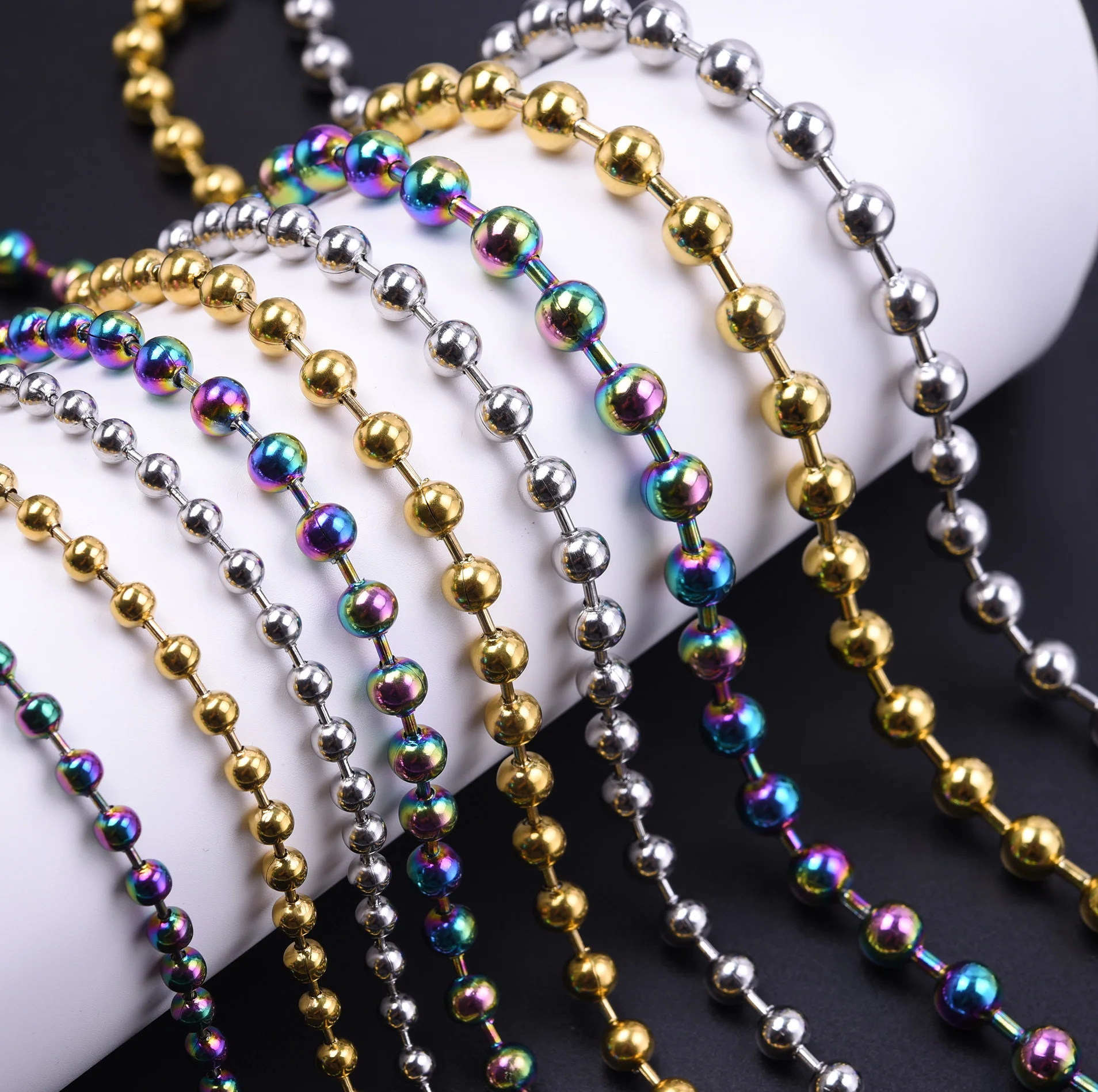 

1pcs 40cm Stainless Steel Bead Chain Brief 2024 New Chain Multi-Specification Chains For Men Women Everyday Joker Jewelry