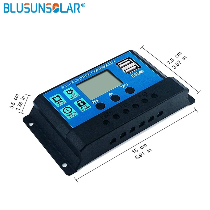 LEADER SOLAR 10A/20A/30A 12V 24V Auto Solar Charge Controller PWM with LCD Solar Cell Panel Regulator PV Home Solar