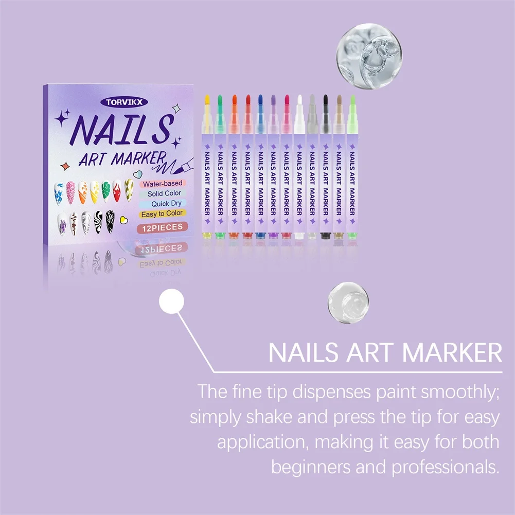 ชุดปากกามาร์คเกอร์ 12 สี สำหรับงานกราฟฟิตี ทำเล็บ วาดภาพ ระบายสี ตกแต่งเล็บ สร้างลวดลาย สำหรับร้านเสริมสวย