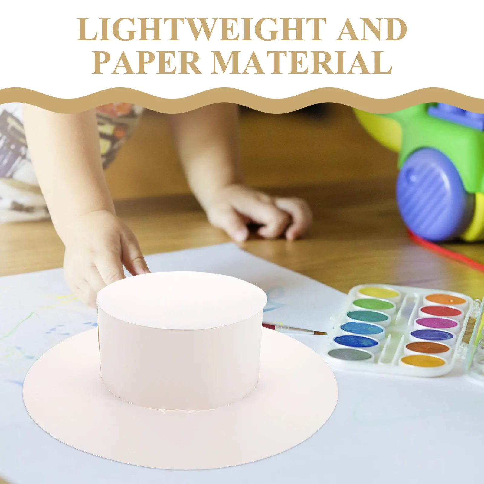 5 Piezas de Sombreros de Papel en Blanco para Niños, para Manualidades, Pintura Artística, Fiestas, Diversión Familiar, Herramienta de Aprendizaje de la Conciencia Espacial