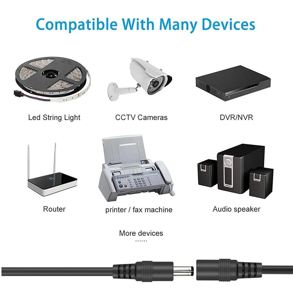 تيار مستمر موصل الطاقة 18AWG الأسود مهايئ الرافعة تمديد الحبل 5.5x2.1 مللي متر أنثى إلى ذكر 1 متر 3 متر 5 متر 10 متر #5