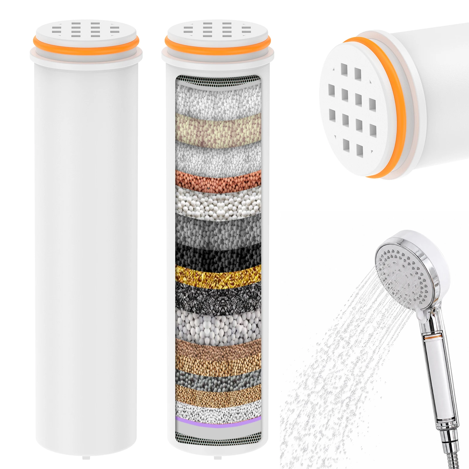 2/4Pc Shower Head Replacement Filter Improving Hard Water Quality and Removing Remaining Chlorine Filter Element for Shower Head