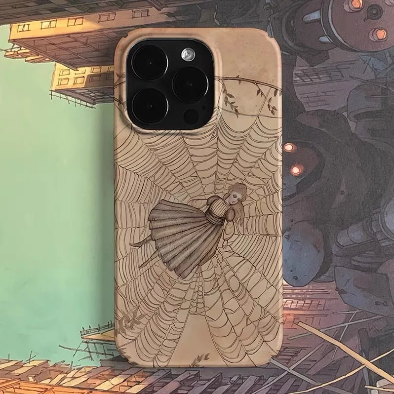 

Light Brown Spider Web Girl Phone Case for IPHONE 17 Air 16E 15 PROMAX 14 Plus 13 12 MINI 11 PRO 16Plus XR Acrylic Phone Cover