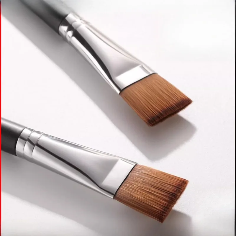 1 шт. ультратонкая легкая основа для макияжа, маска для лица, плоский язык, искусственное волокно, деревянная ручка кисти, мягкий моющийся инструмент для красоты