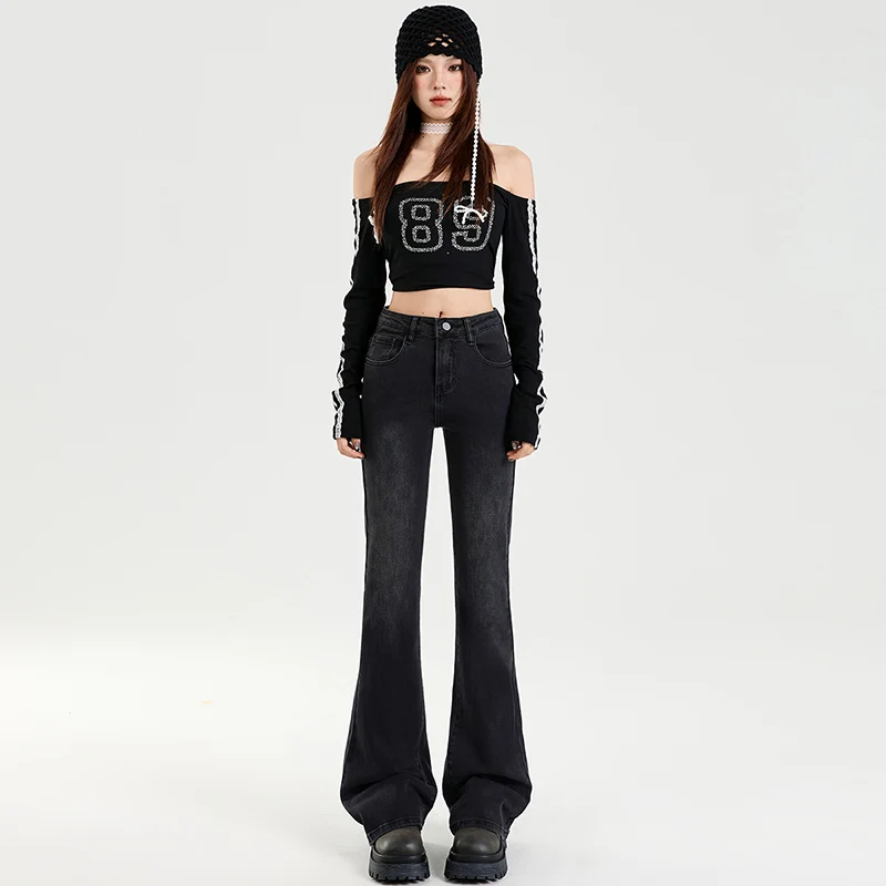 

Удобные женские джинсы с завышенной талией, приятные для кожи, винтажные прямые зимние джинсовые брюки для отдыха, уличные несколько американских широких штанин