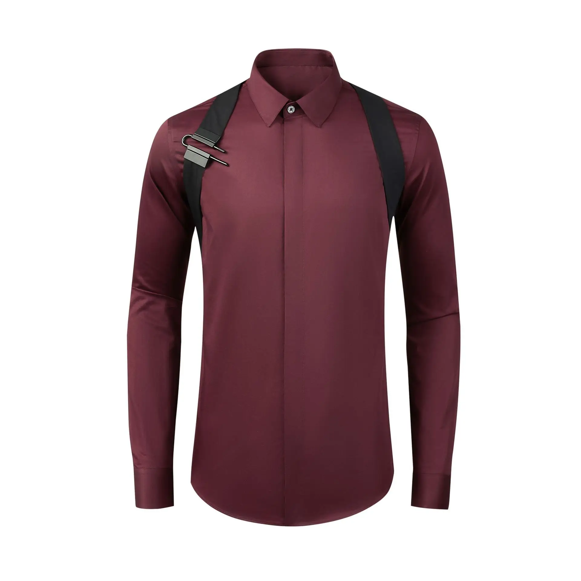 

Украшение на ремешке, рубашка с длинными рукавами, красивая повседневная рубашка в британском стиле, деловые деловые классические рубашки для социальных вечеринок, мужская одежда