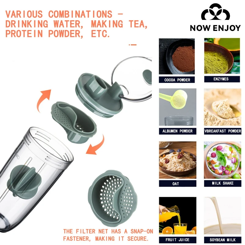 NOW ENJOY Hihg-Q 400ml  Water Bottle For Drink Plastic Leak Proof Sports Bottles Protein Shaker Water Bottle Drinkware BPA FREE