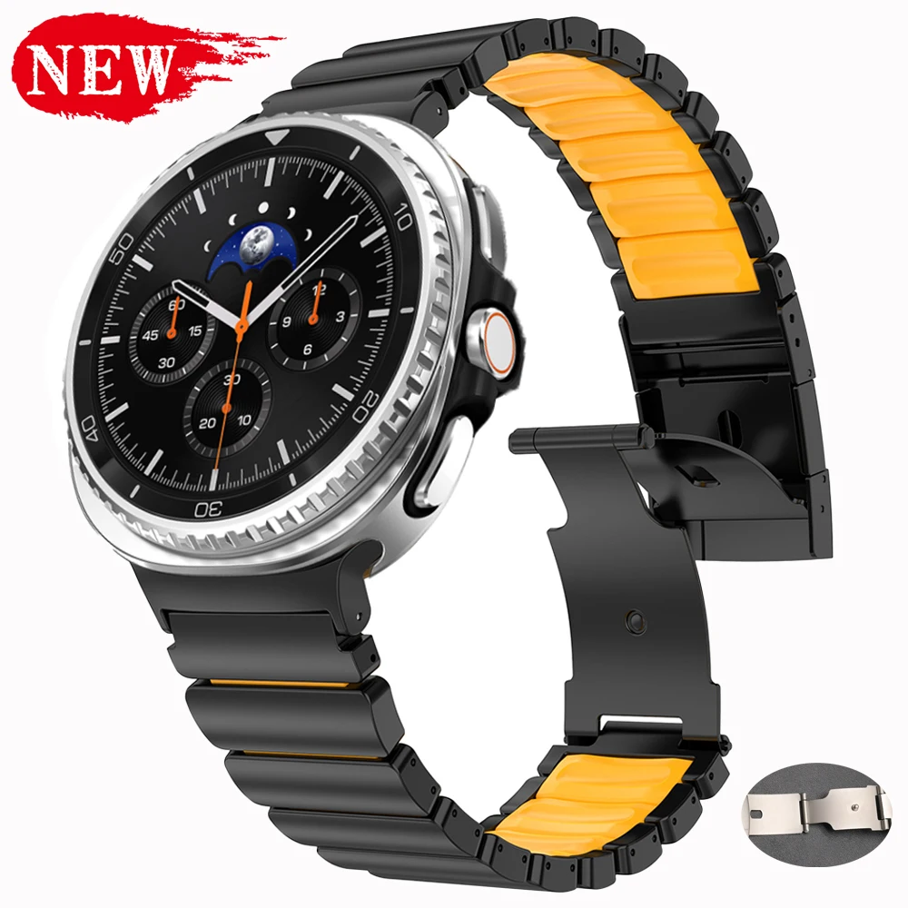 سوار تيتانيوم فاخر لساعة سامسونج جالاكسي الترا 2025 47 ملم حزام معصم مطاطي للرجال لساعة جالاكسي 8 كلاسيك 46 ملم 8 44 ملم 40 ملم #1