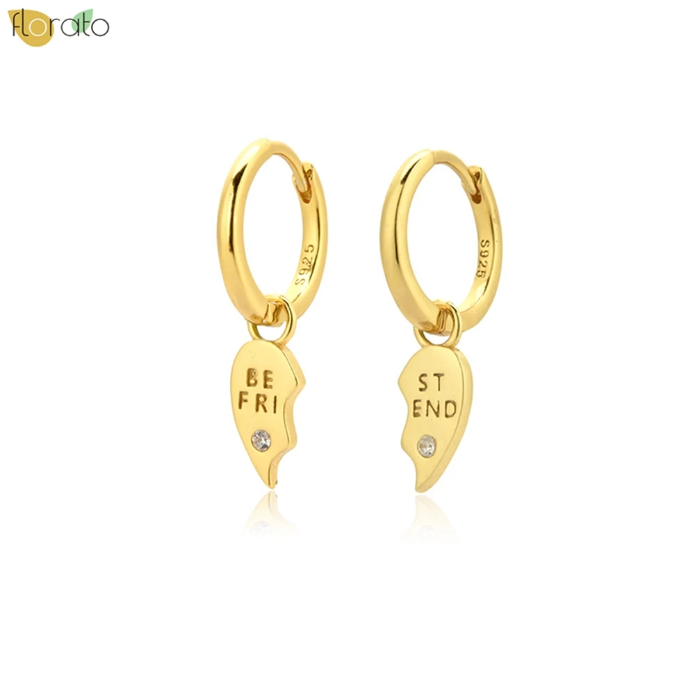 925 Sterling Silver Ear Needle Exquisite Luxury Gold Silver Hoop Earrings Unique Half Heart Design Women's Earring Jewelry Gift