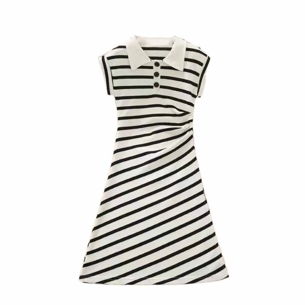 

Fashion Princess Children Stripe Long Dress Skirt Teenagers Summer Kids Dresses Short Sleeve Party Girls Stripe Dress Students