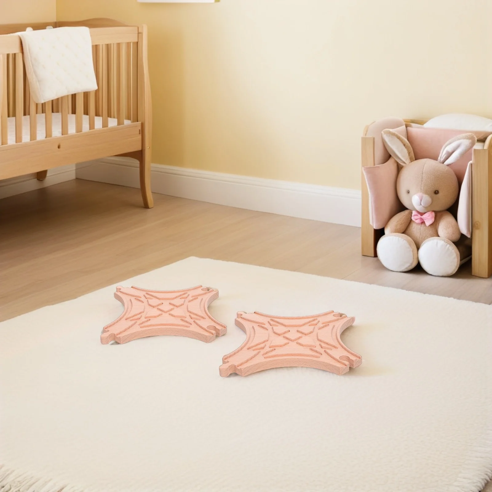 

2Pcs Wooden Train Track Expansion Set Multi Way Switch Connectors for Seamless Railway Layouts Smooth Movement Kids Playtime