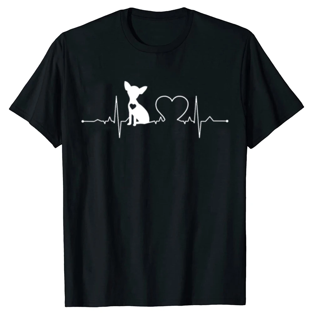 Lustiges Chihuahua-Hund-Herzschlag-T-Shirt, grafische T-Shirts für Herren und Damen, modisches Freizeit-T-Shirt aus 100 % Baumwolle, lockeres, übergroßes T-Shirt – Detail 2
