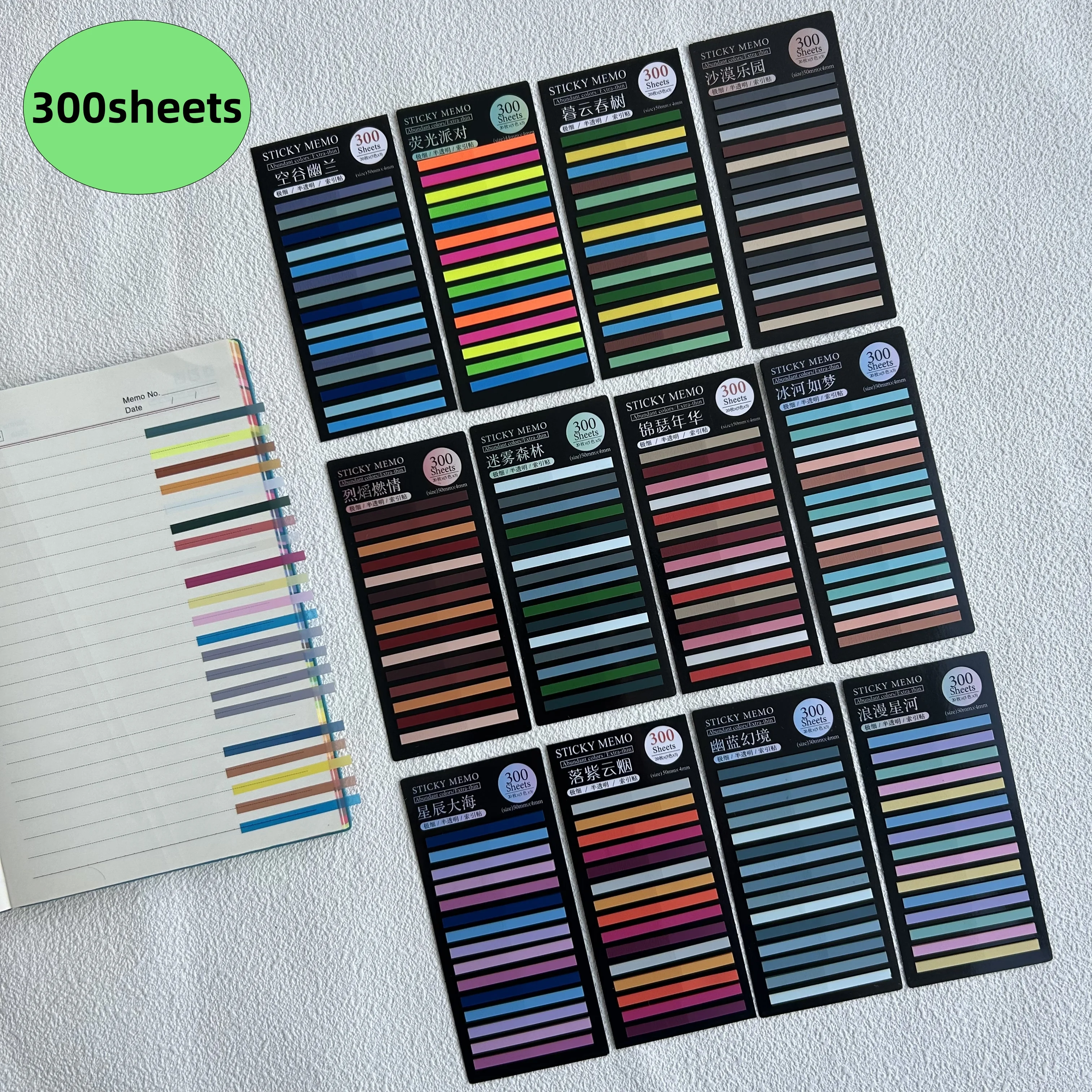 

300Pcs Color Index Sticky Notes Index Label Stickers PET Sticky Notes Highlighter Instead of Transparent Stickers