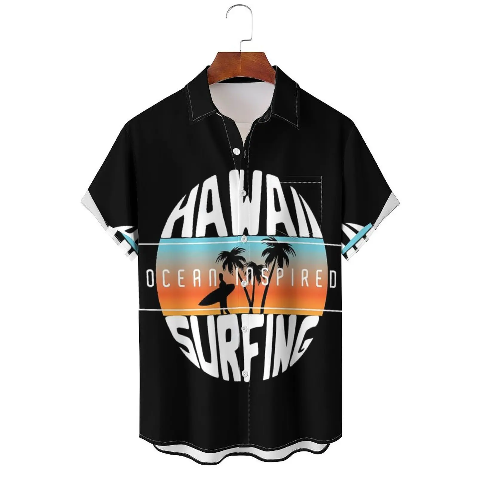 Hawaiian  trees 3D Print Men Shirt Man/Women Casual Fashion Short Sleeves Shirts Lapel Button Tops Oversized Unisex Clothing