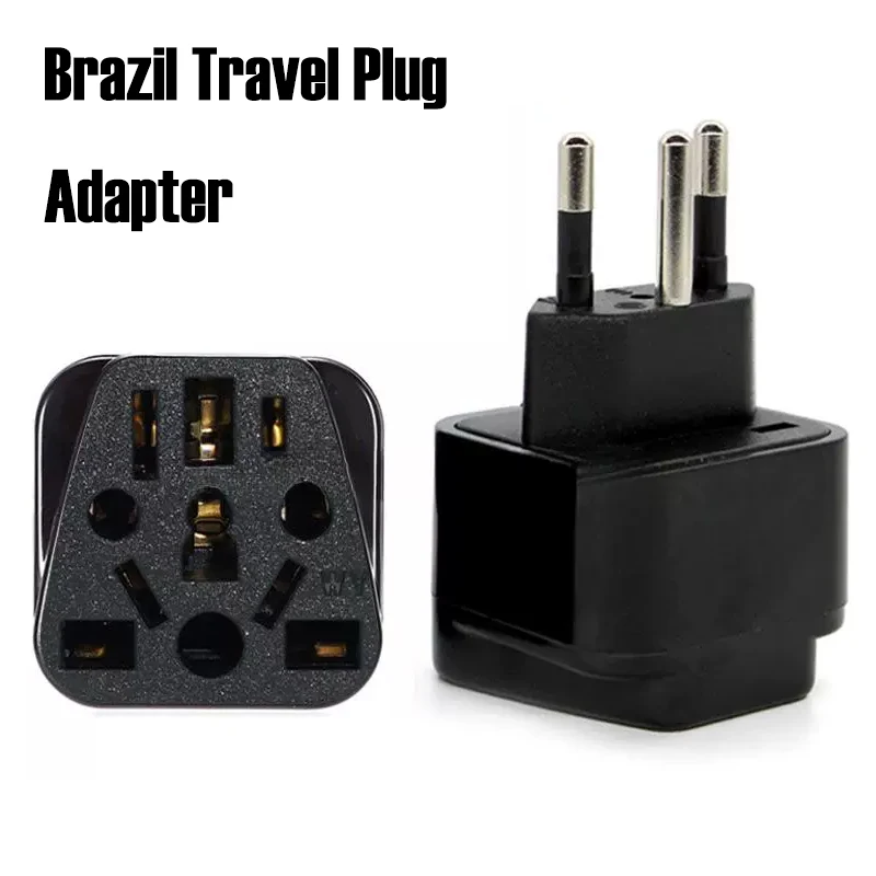 EU UK AU CN JP to Brazil Travel Plug Adapter Type N 3 Prong Grounded Wall Charger Power Converter for Europe Asia USA to Brazil