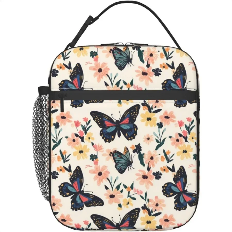 

Butterfly Lunch Box Insulated Lunch Bag for kids Girls BoysReusable Lunch Box Containers for Women Men Durable Cooler Tote Bag