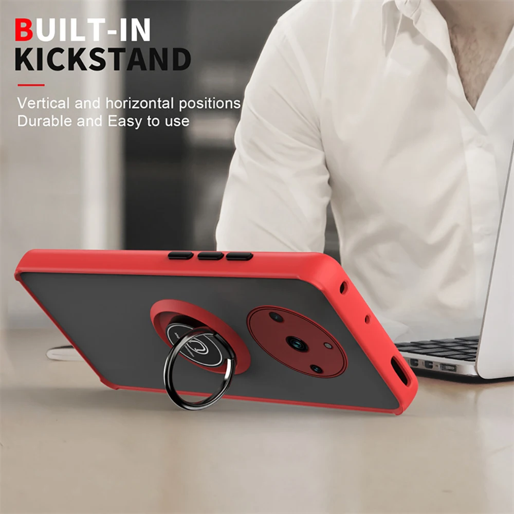 ماتي درع كاميرا غطاء مقاوم للصدمات ، حامل حلقة مغناطيسية ، حافظة لجهاز Realme 11 Pro Plus ، 5G ، سيارة