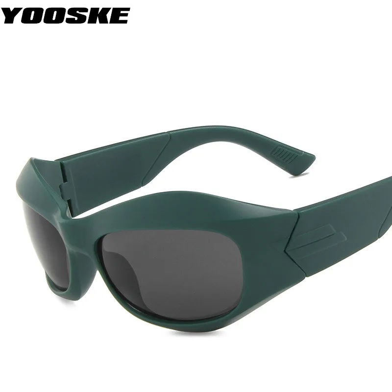 YOOSKE Steam Punk Sunglasses Men's Curved Shape Future Sports Sun Glasses Women's Ins Vintage Y2K Eyewear Shades UV400 Goggles