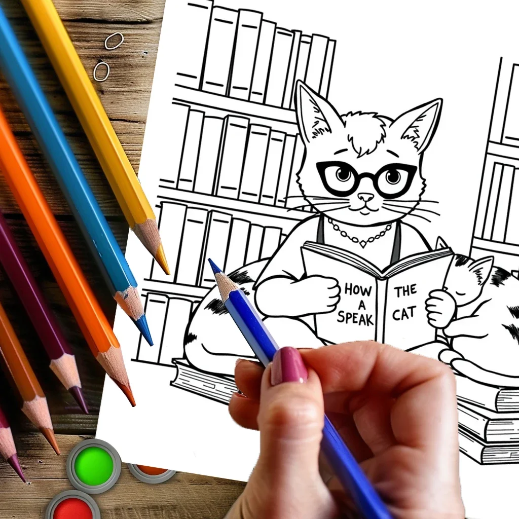 Libro para colorear diario Cutie Cats para adultos |   Libro para colorear de 28 páginas, material de dibujo para Navidad, Acción de Gracias