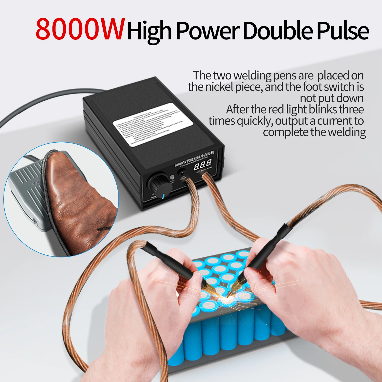 Docreate Portable Mini Spot Welder Kit 8000W  For 18650 Battery Pack DIY 0.1-0.3mm Nickel Strip Welding