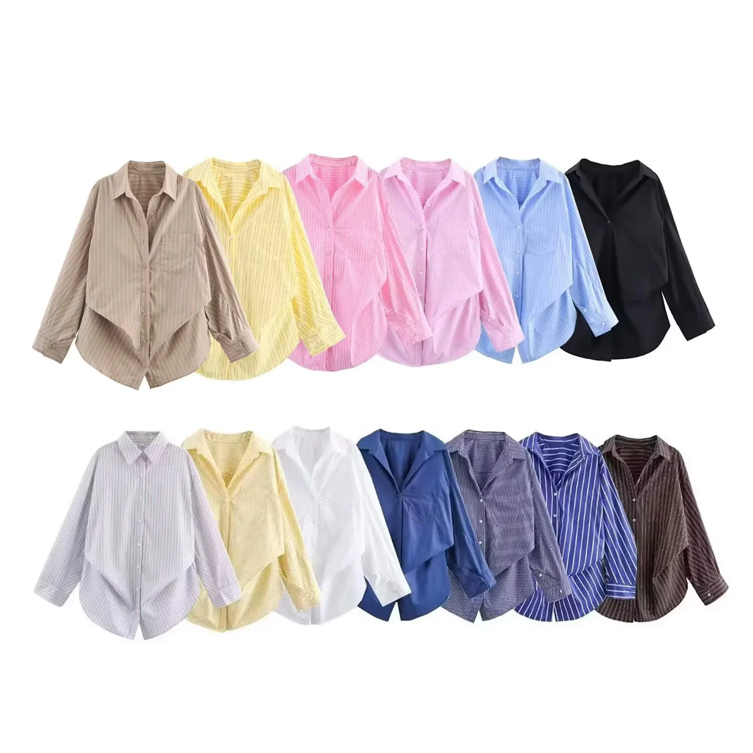 

2025 New Spring/Summer Women's Batwing Sleeve Long-Length Oversized Single-Button Shirt Fashion Style