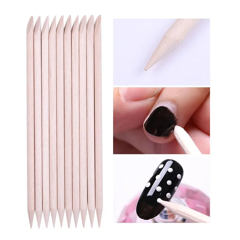 Nail Orange Wood Sticks 100/500Pcs Double Head Cuticle Pusher Remover Pedicure Manicure Sticks Tool 11.5cm Rhinestone Picking