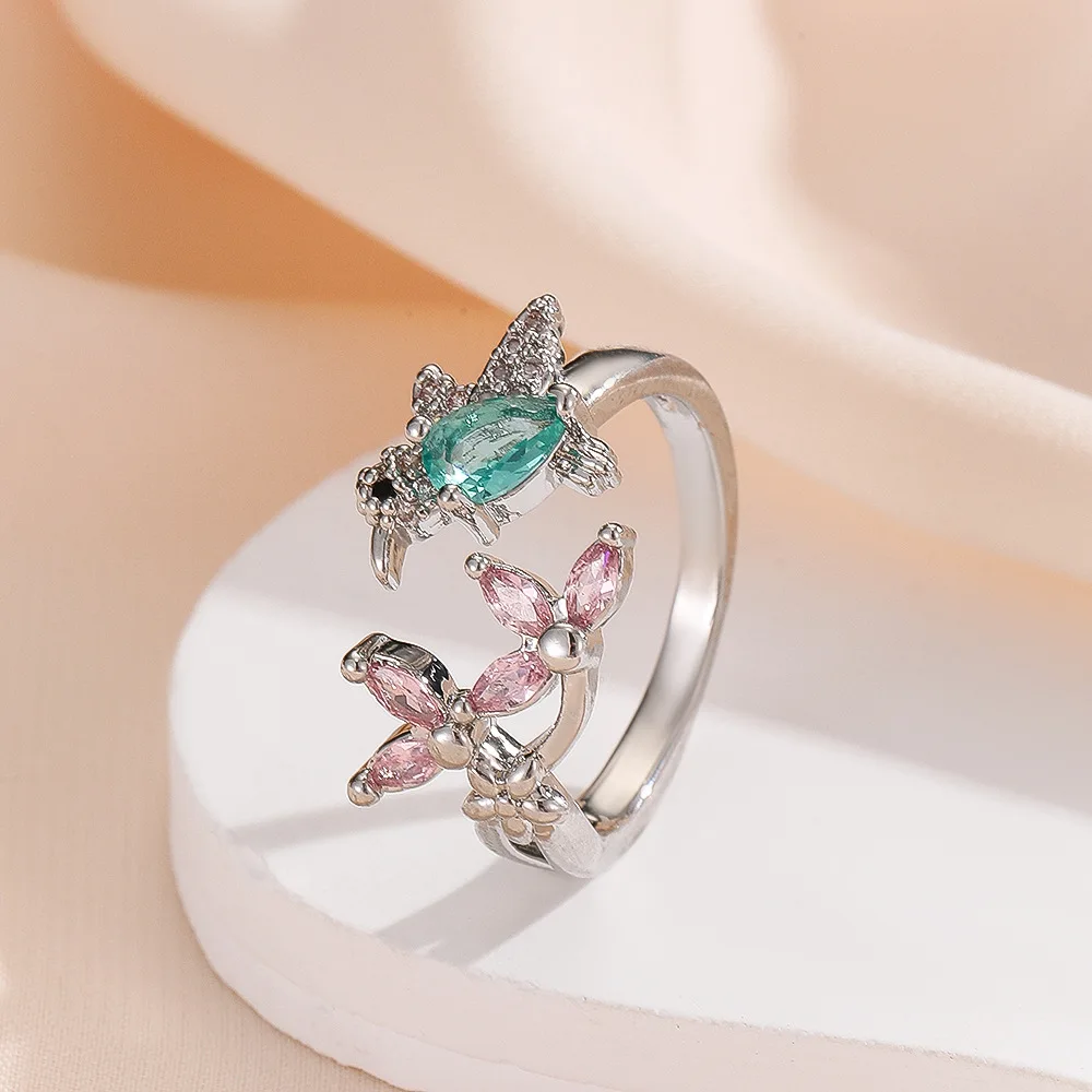 الذهب والفضة زركونيا سحر الكفة أقراط للنساء النحاس مطعمة الماس الطيور سحر الشكل التبعي #5