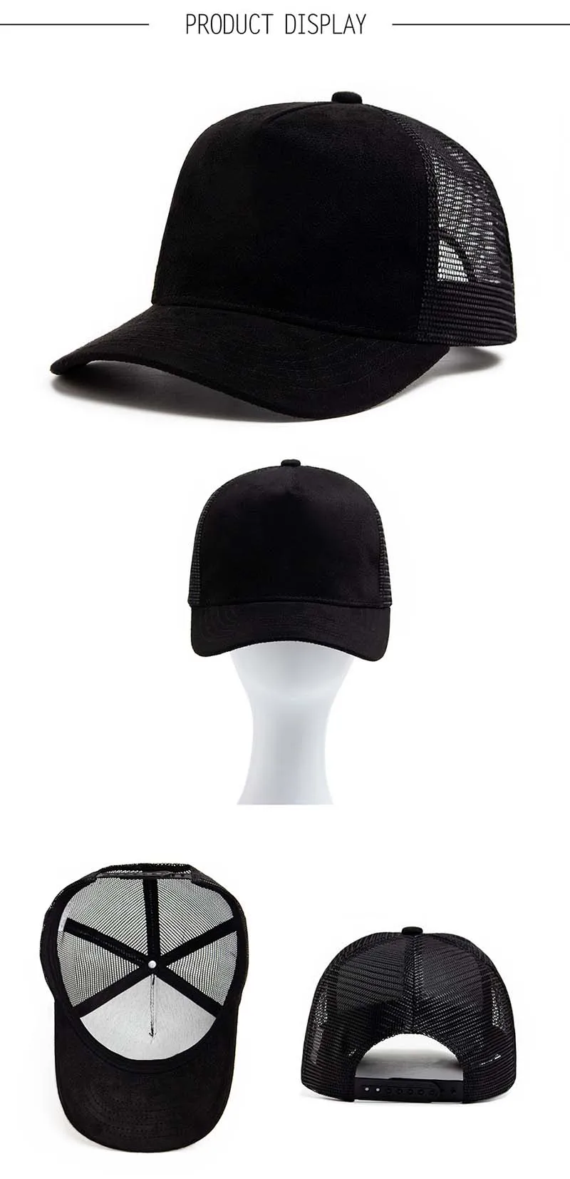 Unisex Hot Selling 5 Panel Mesh Suede Trucker Hat Men High Quality Baseball Cap Spring Summer Breathable Adjustable Sports Hats