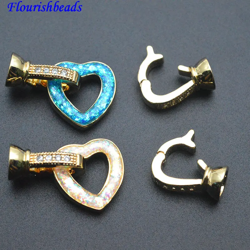 

5шт металлические латунные блестящие опаловые застежки для ожерелья в форме сердца