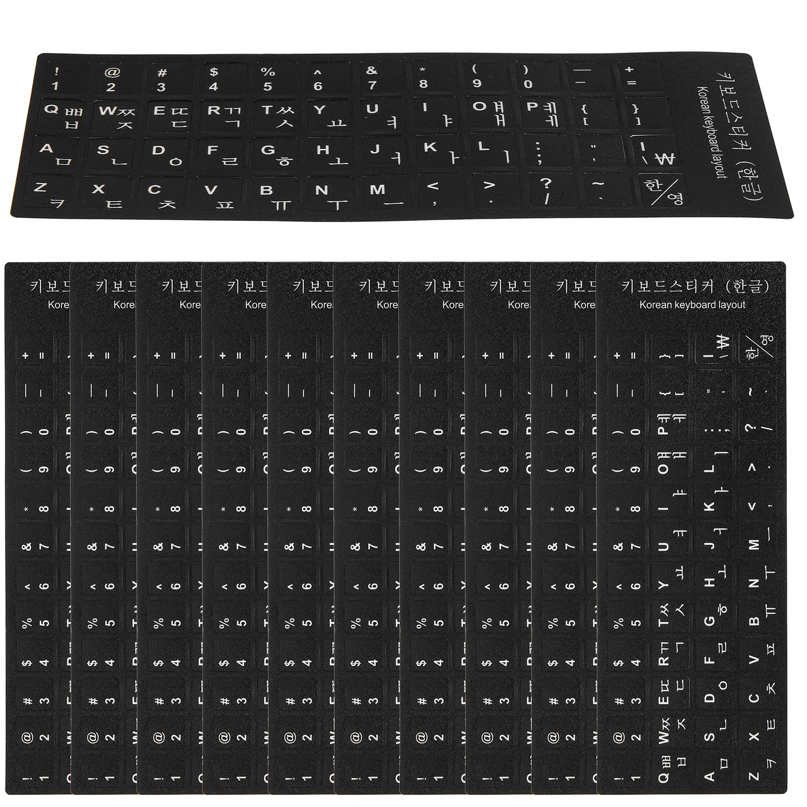 

10Pcs Keyboard Stickers Black Background White Lettering Universal Multi Language Keyboard Layout Replacement Skin
