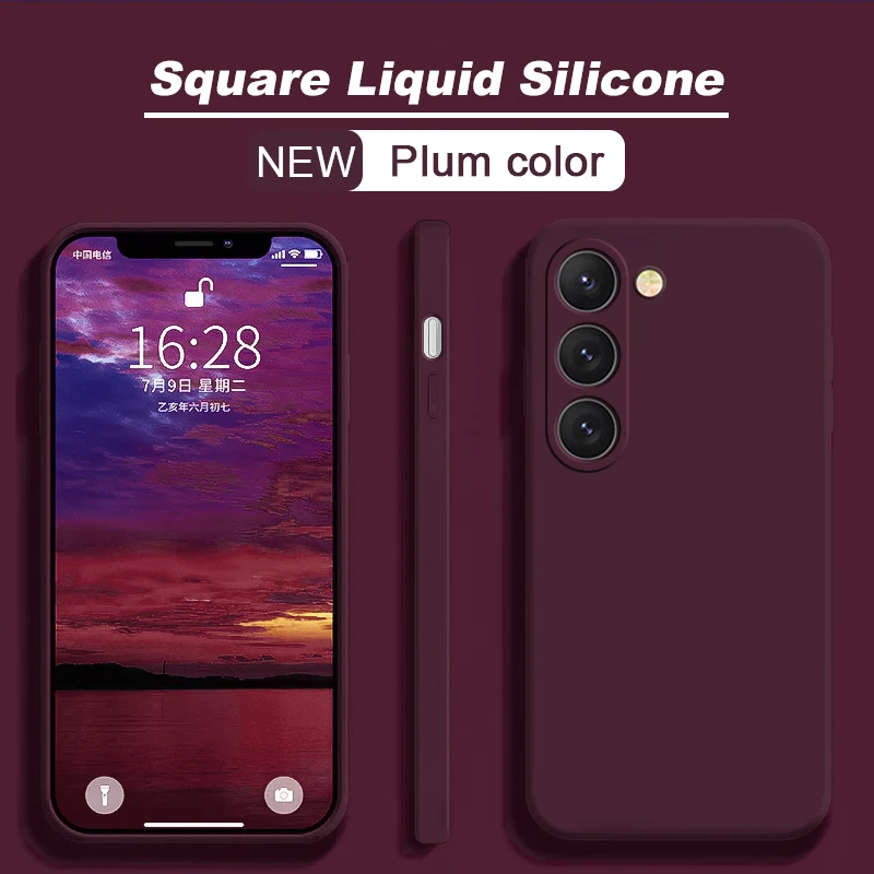 S26 S25 Ultra Hülle Quadratische Flüssigsilikon-Handyhülle für Samsung Galaxy S26 S25 S24 S23 S22 Ultra Plus S26Ultra Hüllen Weiche Abdeckung