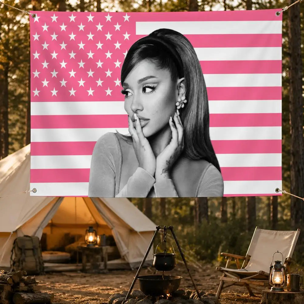 Music Ariana Grande Pop Vocal Flags Fan support, home, dormitory, wall decoration, outdoor camping, party banners, gifts