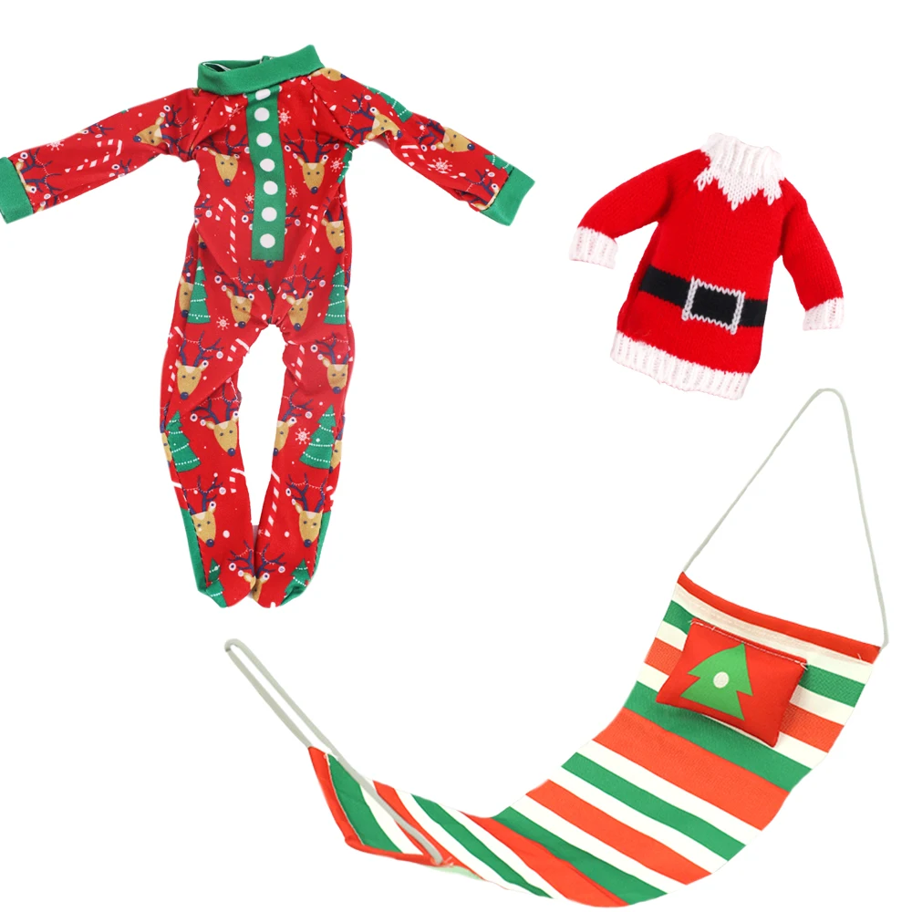 3 pièces/ensemble = combinaison + pull + hamac, vêtements de poupée de Style motif de noël pour poupée de 30CM et accessoires de poupée Spirit, cadeaux de noël pour enfants