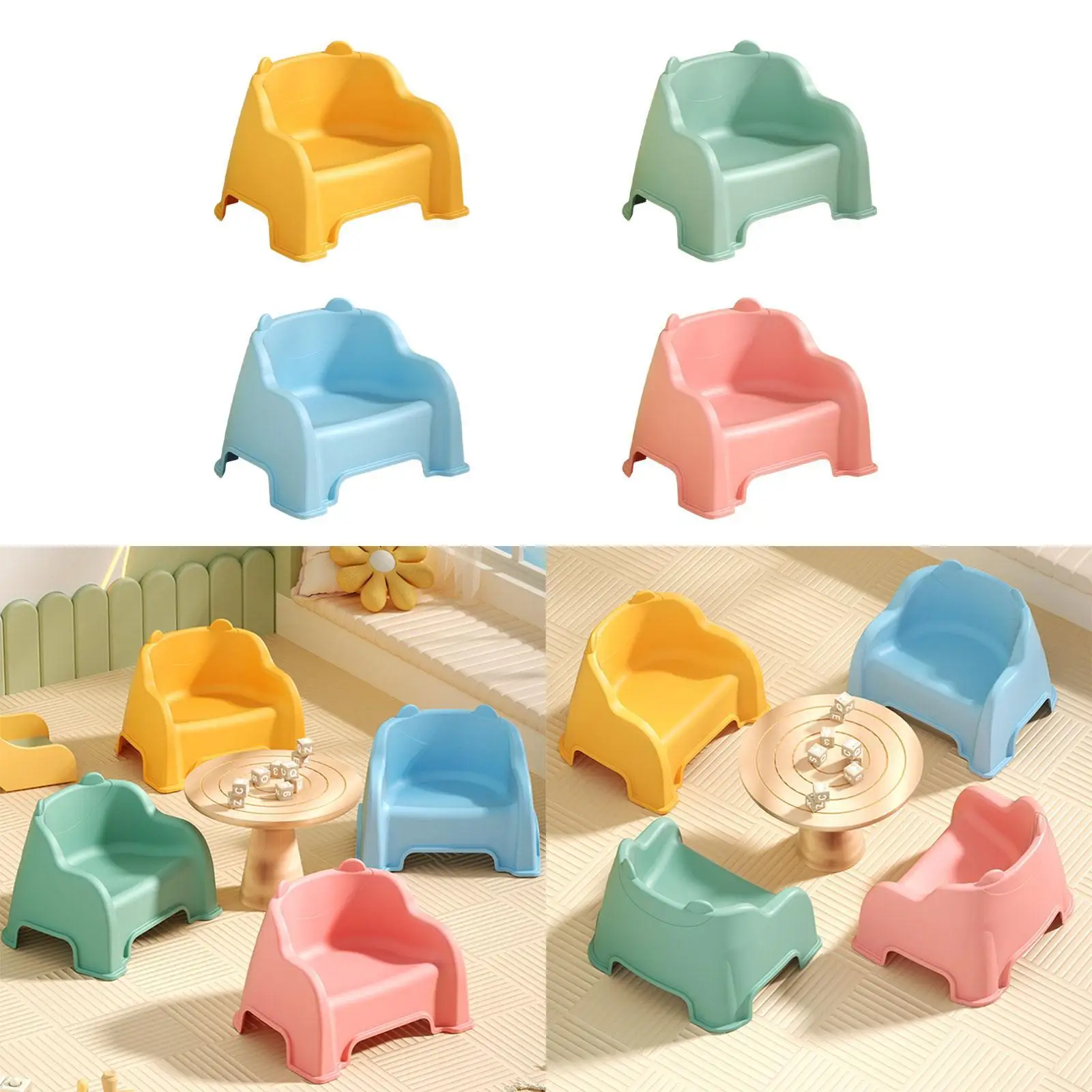 Compact Footrest with Back Support for Kids in Kitchen And Playroom