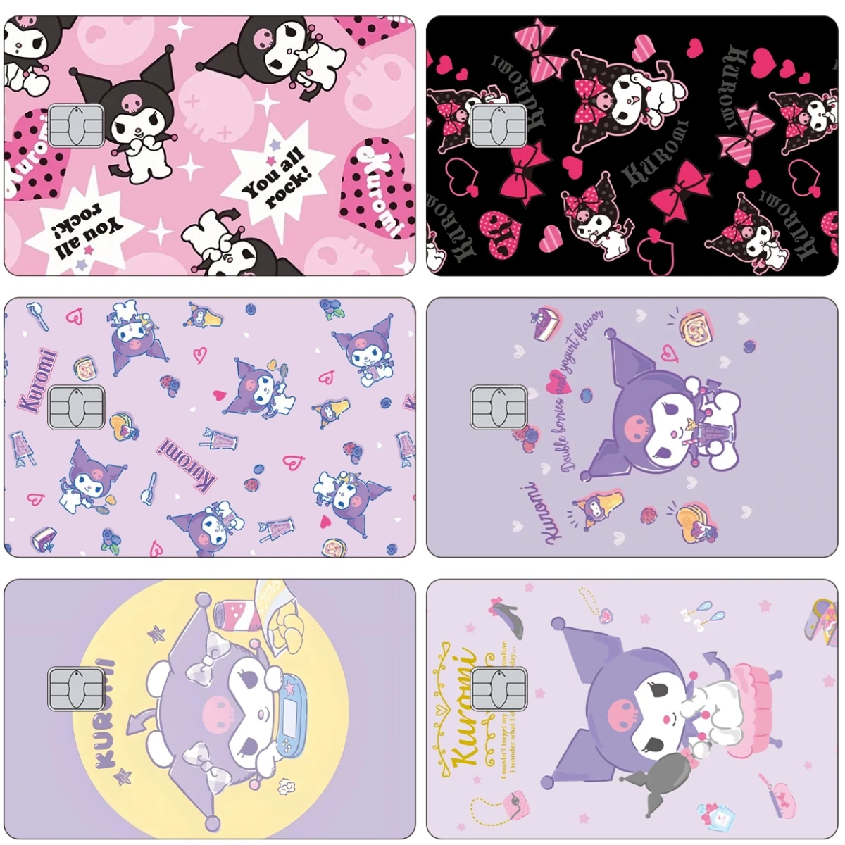 Hello Kitty Kuromi My Melody Cinnamoroll Sanrios 6pcs Credit Debit Card Stickers Diy Waterproof Star Laser  PVC Film Tape Skin