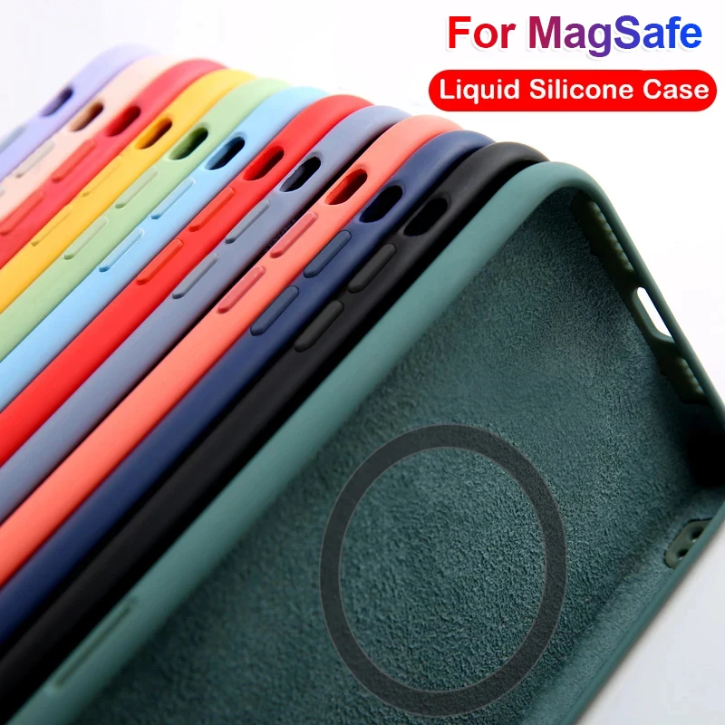 Magnetic Liquid Silicone Phone Case For iPhone 15 14 13 12 11 Pro Max Mini X XR XS 8 Plus SE For Magsafe Wireless Charging Cover