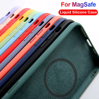 Magnetic Liquid Silicone Phone Case For iPhone 15 14 13 12 11 Pro Max Mini X XR XS 8 Plus SE For Magsafe Wireless Charging Cover