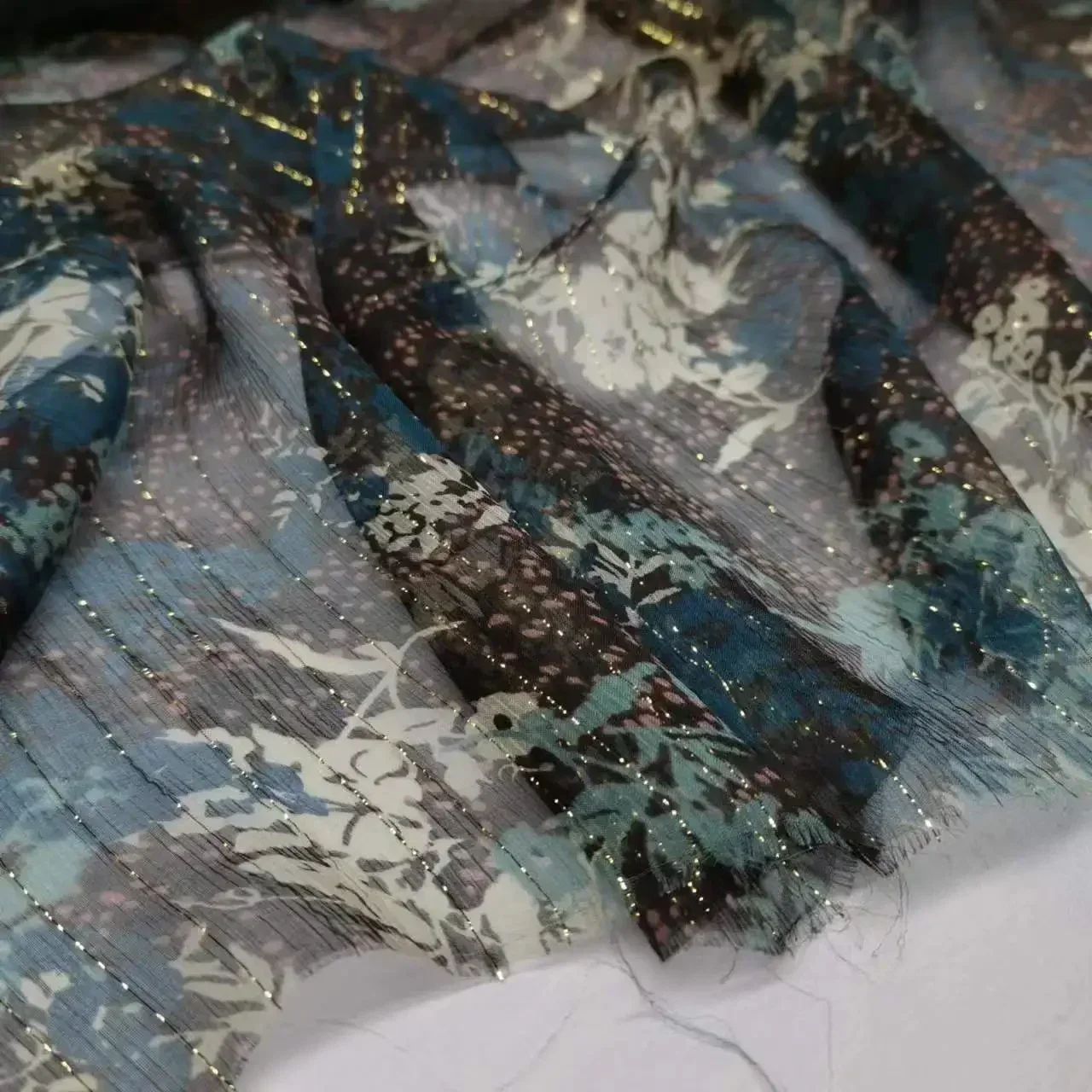 Many Silk Fabric Bling Style Natural Soft Metallic Jacquard Dress Scarf Material