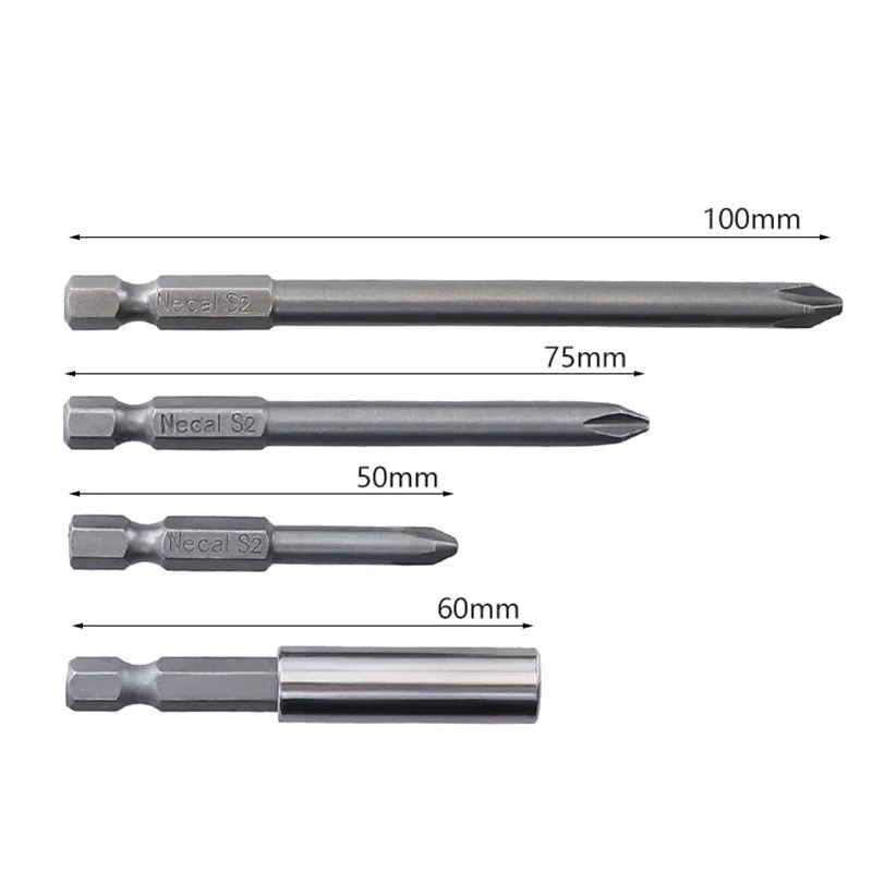 Brocas de destornillador eléctricas magnéticas, vástago hexagonal de 100 pulgadas, herramientas manuales, U50, 12 piezas, 50-1/4mm, S2