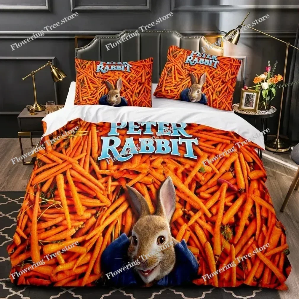 

Peter The Rabbit World Bedding Sets,3D Printing cartoon rabbit Duvet Cover Pillow Cases Queen King Size Quilt Cover Gift029963