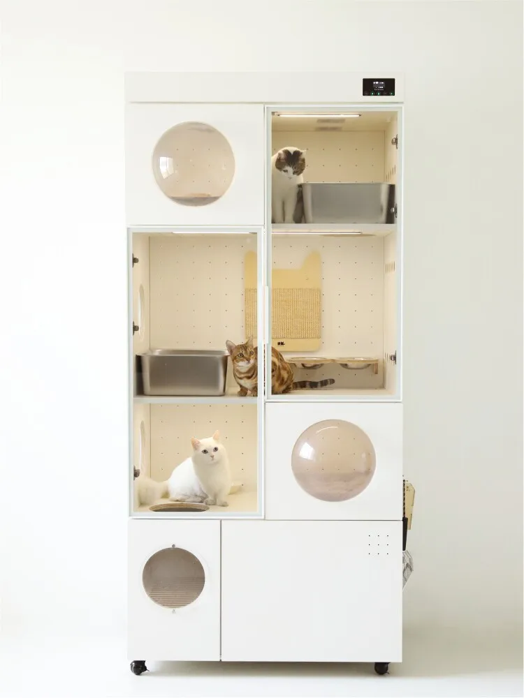 Smart Thermostatic Cat Villa Litter Box Integrated Luxury Space Capsule  Nest Cabinet Villa Cage