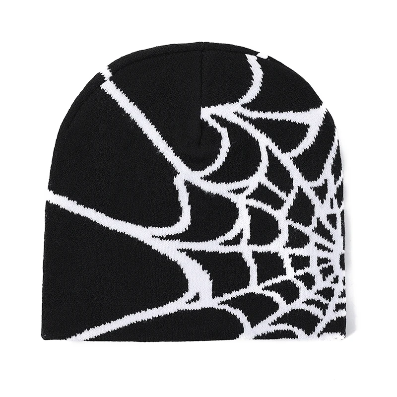 Unisex Knit Beanie Winter Hat with Spider Web Design Hat War