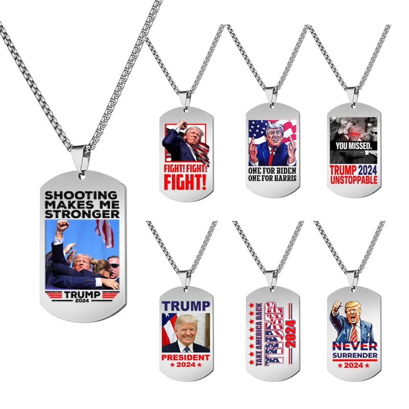 

Donald Trump Metal Necklace US President Election Speech Were Attacked Assault Popular Events Neck Chain Charms Jewelry Toys