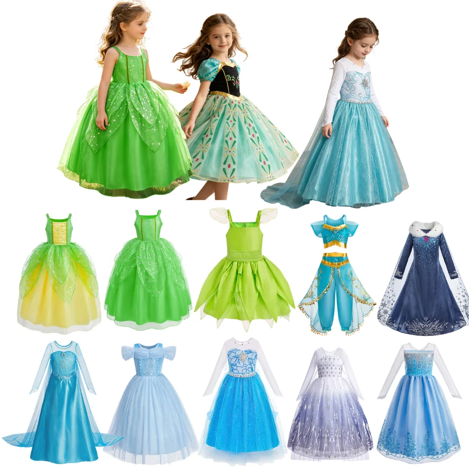 Kids Birthday Party Cinderella Arabian Princess Cosplay Costumes Girls Elf Dress Child Halloween Anna Elsa Dresses Baby Clothes