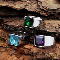 BEIER New Store Square Fashion Design Blue and Green Stone Luxury Men's and Women's Rings High quality gift LLBR8-587R