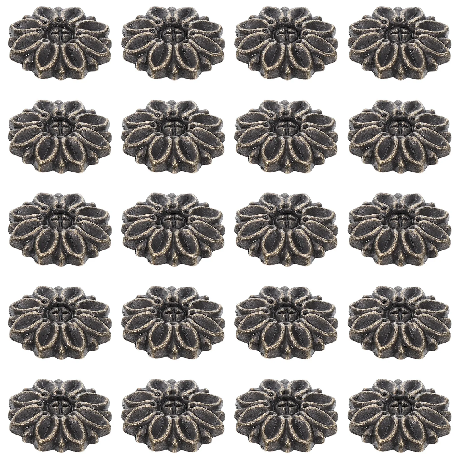 20Pcs Floral Petal Zinc Alloy Backer Washer Set Vintage Style Decorative Mounting Washer for Furniture Embellishment Cabinet